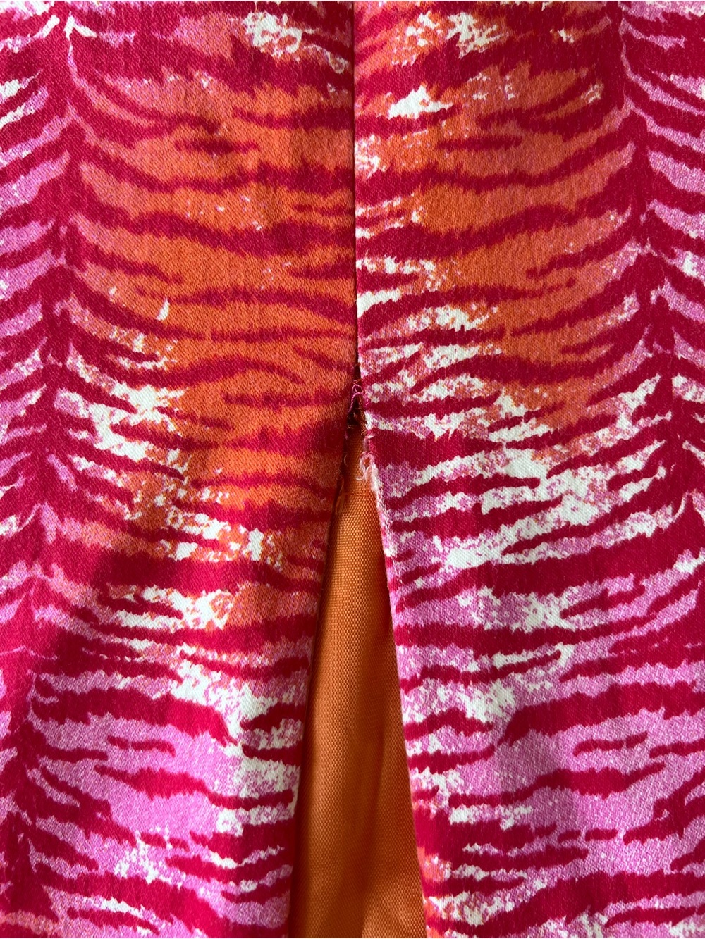 Bliss Pink and Red Patterned Fringe Pencil Skirt Size 8 - Picture 5 of 7